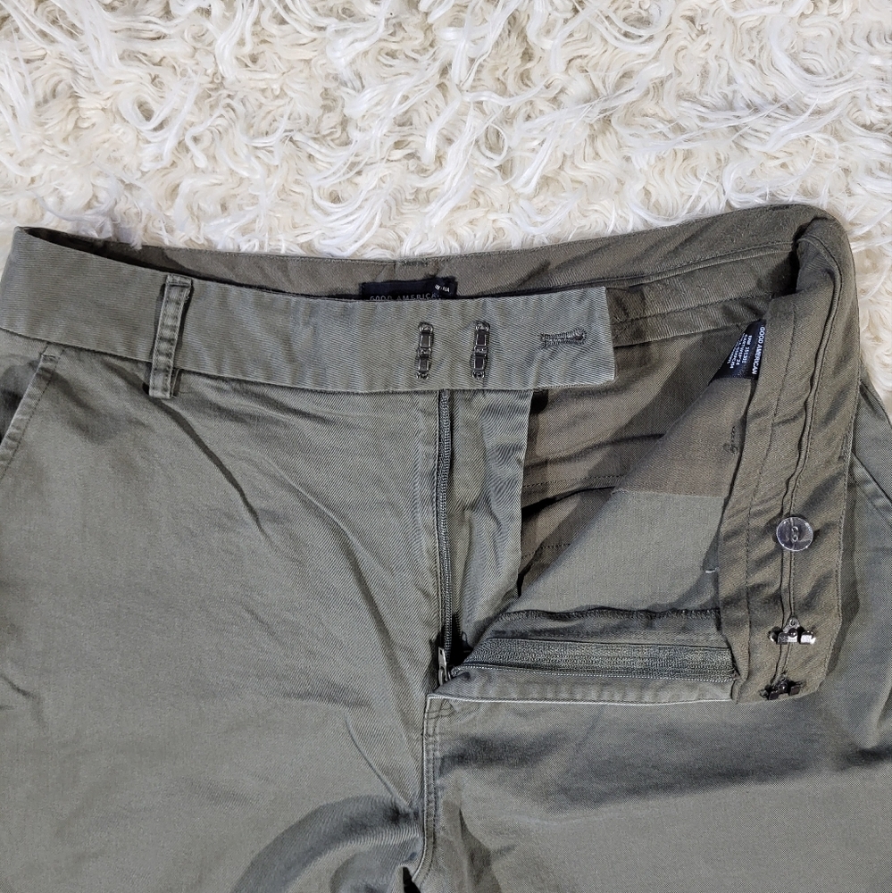 Good American - Good Ease Wide Leg Twill Pants Green Olive - Size 6/28 - Picture 6 of 16
